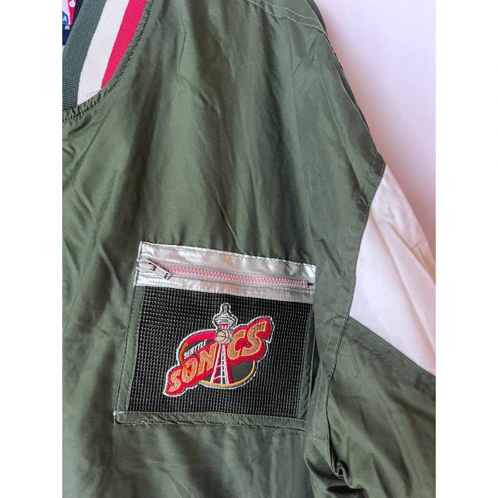 Vintage Pro Player Seattle Sonics NBA‎ Windbreaker Jacket Green Red Mens XL